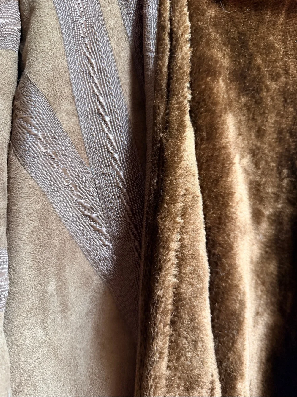 Middle east winter coat Brown Faux-Suede Long Coat with Plush Lining from DUBAI